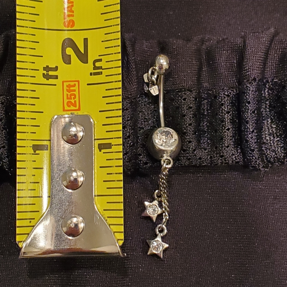 Belly/Naval Ring w Dangling Stars 14 ga.